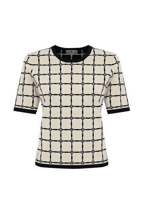 Maglia Elisabetta Franchi donna MK61B51E2 E84 burro nero girocollo ELISABETTA FRANCHI | Maglie | MK61B51E2E84
